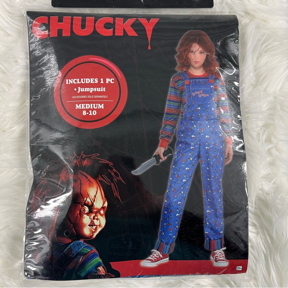 Chucky Kids Costume - Blue Jumpsuit M 8-10 XL 14-16